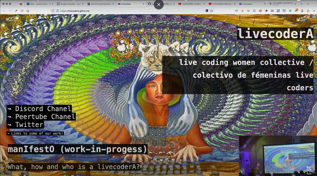 "@LivecoderA Community Report" - Shelly Knotts:  "we dont have any specific goals but lots of pro-active members - we're a group that doesn't require a certain time commitment and is therefore flexible &amp; more sustainable, rather a center point to gather and (re)group" #ICLC2023
