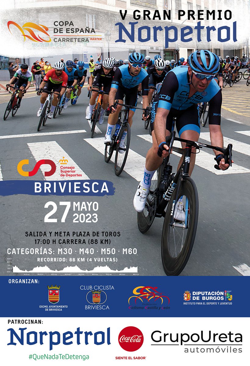 RFECiclismo's tweet photo. #CopaEspañaMáster | 📝 Ya se ha abierto el plazo de inscripción para participar en el Gran Premio Norpetrol Briviesca, última prueba de la Copa de España Máster

🗓️ 27 de mayo
📍Briviesca (Burgos)

Inscripciones 🔗 https://t.co/kwrDrvClbD https://t.co/OqjfieXYdE