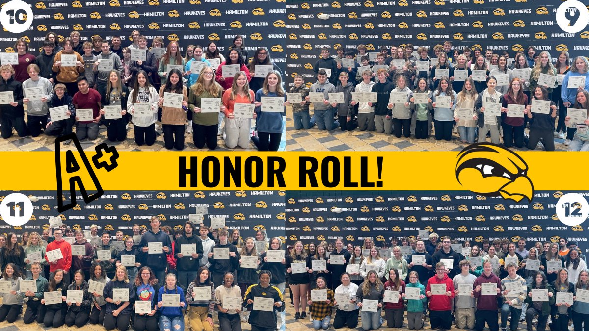 HamiltonSchools's tweet photo. Congratulations to all of these outstanding Hamilton High School students on achieving academic excellence in Trimester 2 of the 2022-23 school year! 👏🎉
Keep up the great work, Hawkeyes! 😎
#EachWillThrive https://t.co/6yoJFxkczK