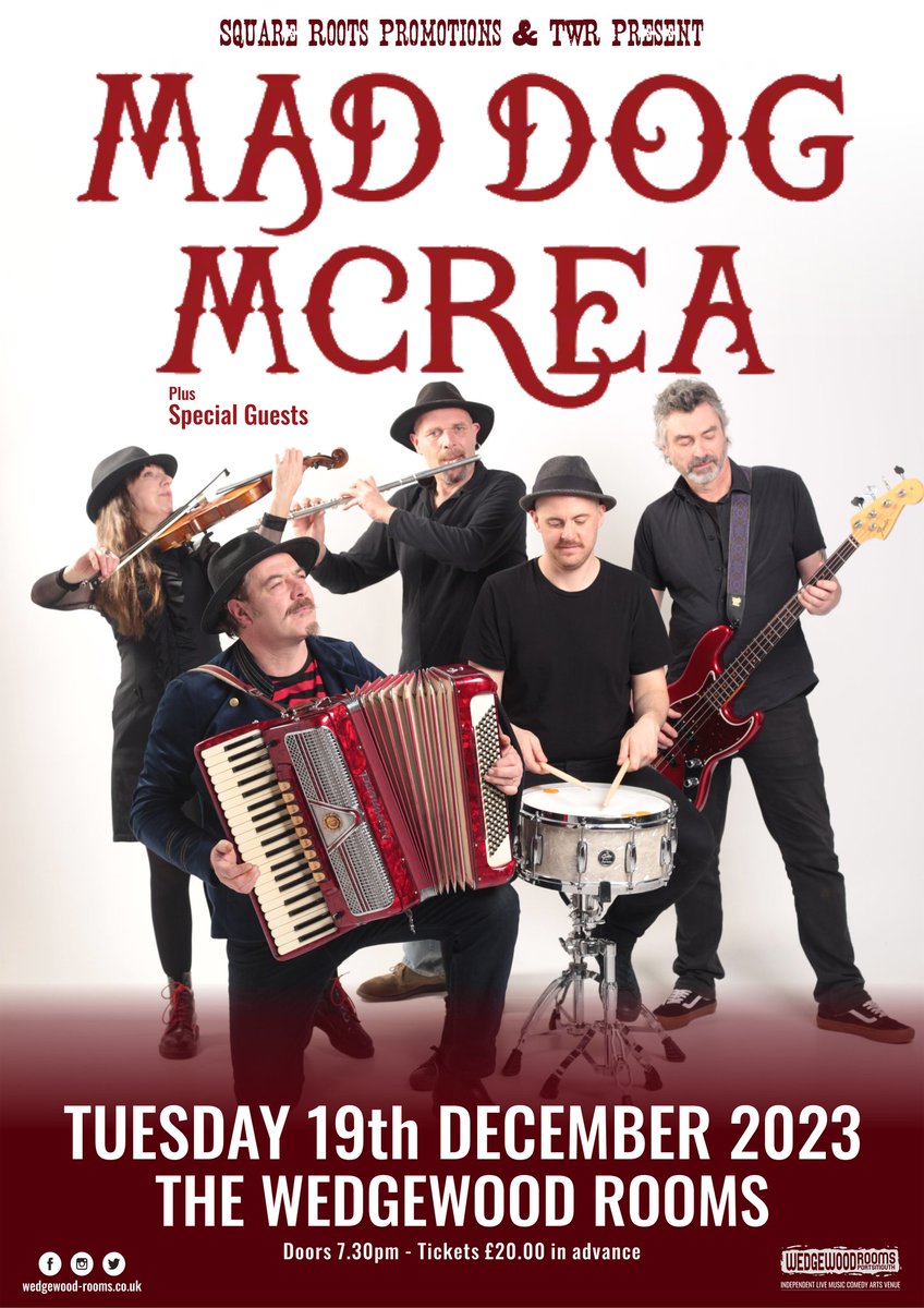 Wedgewood Rooms (@wedgewoodrooms) on Twitter photo πJust Confirmedπ @SquareRootsProm bring folk-rock bluegrass group <a href="/MadDogMcrea/">Mad Dog Mcrea</a> to the Wedge on Tuesday 19th December 2023!π
Tickets Β£20.00 in advance, on sale now from wedgewood-rooms.co.uk πJust Confirmedπ @SquareRootsProm bring folk-rock bluegrass group <a href="/MadDogMcrea/">Mad Dog Mcrea</a> to the Wedge on Tuesday 19th December 2023!π
Tickets Β£20.00 in advance, on sale now from wedgewood-rooms.co.uk