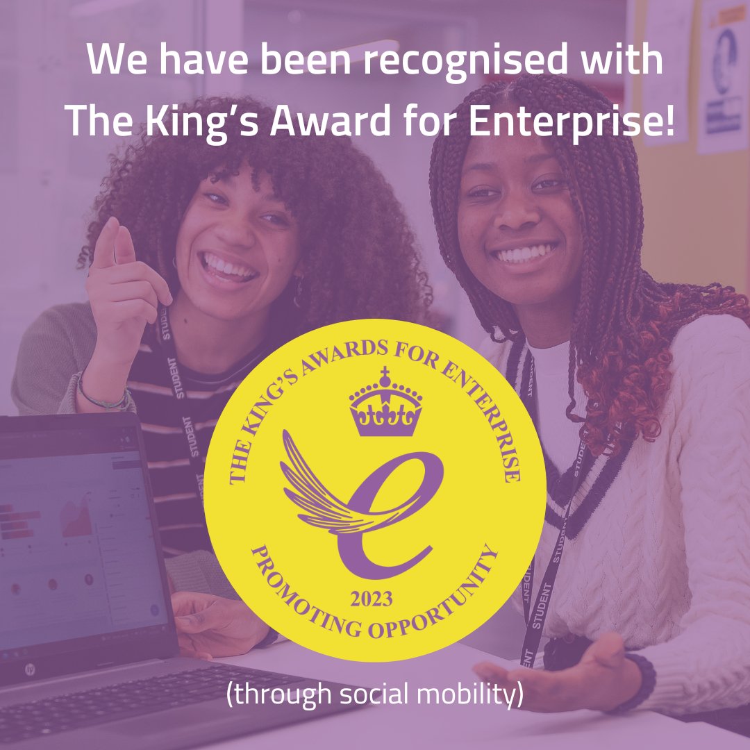 AdaCollege's tweet photo. We are thrilled to announce we have been honoured with the first ever King's Award for Enterprise for Promoting Opportunity (through social mobility). 

To read more about this achievement, visit our website: https://t.co/rrd1hDYbHw.

#KingsAward https://t.co/3HJmAKLXdW