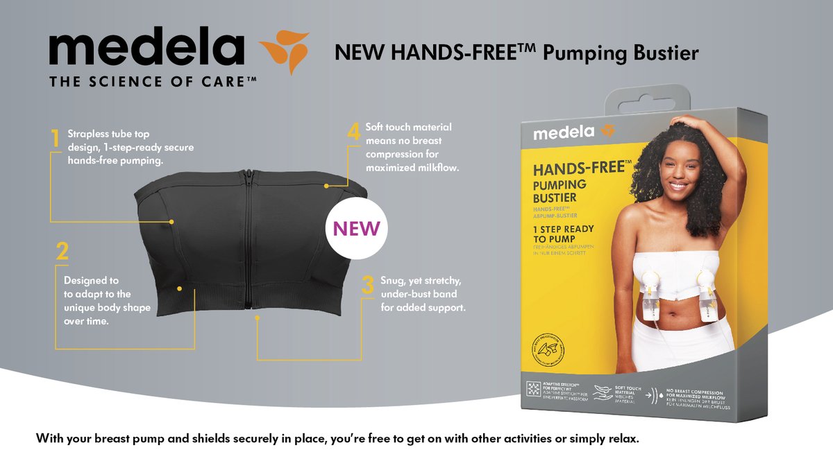 ParentingHub1's tweet photo. Medela's NEW Hands-Free Bustier. This bra is designed for you to enjoy maximum skin-to-skin contact while nursing to help you bond with your baby. Available @Dischem @babycityza and @TAKEALOT #newmom #medela #medelababy #bras #pumpingbra https://t.co/JP9oCEF57P