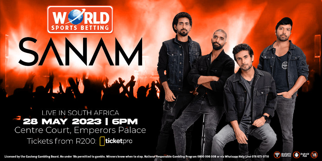 WorldSportsBet's tweet photo. Get ready to be entertained! ๐ค
SANAM Indiaโs โFabulous Fourโ are coming to South Africa for 2 concerts in May ๐บ
๐๏ธThe Globe at Suncoast, Saturday 27th
๐๏ธCentre Court Emperors Palace, Sunday 28th
Brought to you by World Sports Betting #SANAM #WSB #WeAreWSB #SANAMized https://t.co/WvJCjyrxfT
