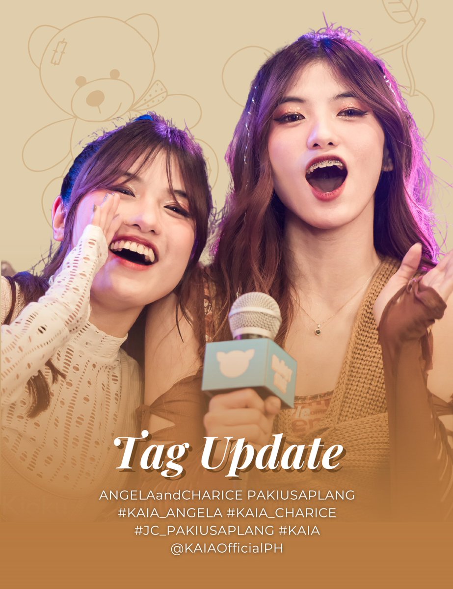 KAIATrendsPH's tweet photo. 📊 TAG UPDATE.
042123. 6:10 PM.

@JoshCullen_s ‘Pakiusap Lang’ MV starring our very own @KAIA_Members ANGELA and CHARICE, is premiering at 7 PM PHT! 🐻🍒

📌 https://t.co/2dBmg5CwHh

ANGELAandCHARICE PAKIUSAPLANG
#KAIA_ANGELA #KAIA_CHARICE
#JC_PAKIUSAPLANG #KAIA
@KAIAOfficialPH https://t.co/HuQYri4DwH