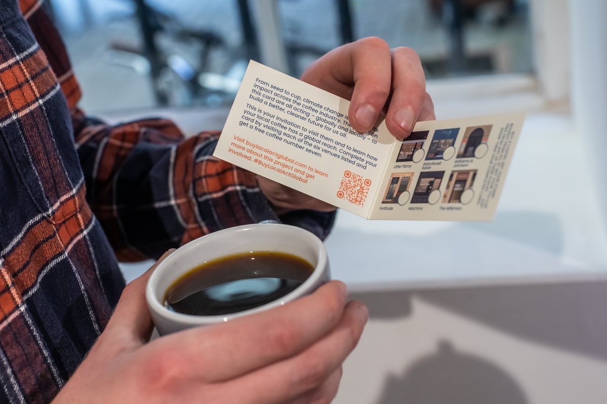 NetZeroToolkit's tweet image. Yesterday we were so excited to launch our #BuyLocalActGlobal campaign supporting independent businesses who are taking climate action within the coffee industry. 🌱☕️ 

Grab your card from any participating shop and find out more on the website 👇

Bit.ly/40oD9jP