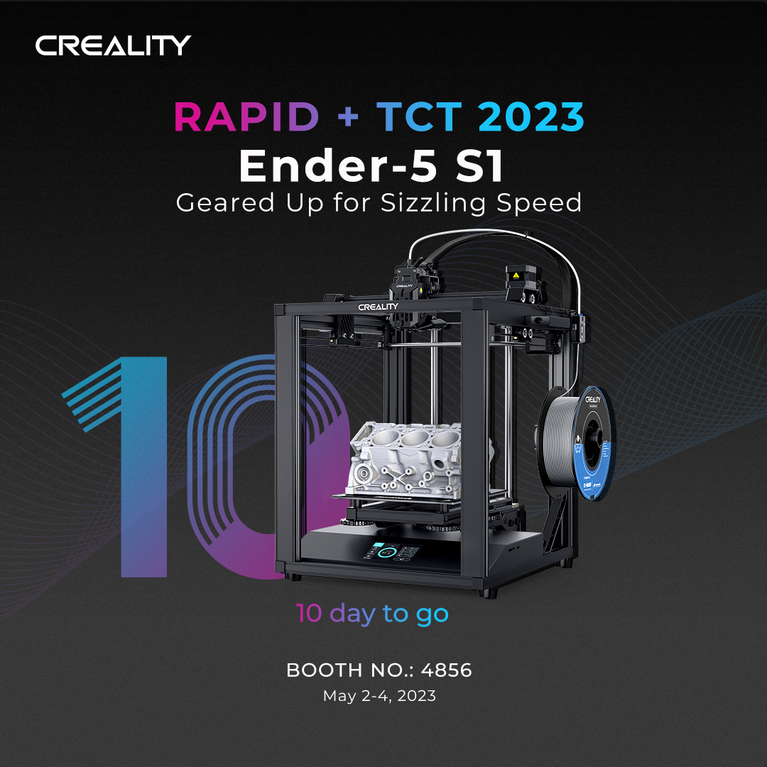 Creality3dP's tweet photo. 10 Days Counting Down for the fun party RAPID + TCT 2023
See you at Booth No:4856 on May 2-4, 2023
Here is Free Expo Pass registration link: https://t.co/XKCB1QHntp
#creality #tctevent https://t.co/CnhDAghJYm