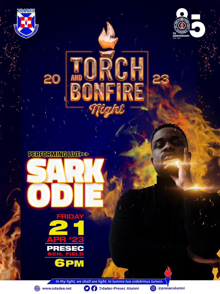 thenanaaba's tweet photo. When the greatest rapper in Africa &amp; Rap Landlord of Ghana decides to step to step out for a Bonfire night…it’s only scientifically right that he chooses like minded GREATNESS. 

@sarkodie will be performing at Torch &amp; Bonfire tonight. 

Come on #PRESEC. You’re too much. https://t.co/SyHnuRO4ra
