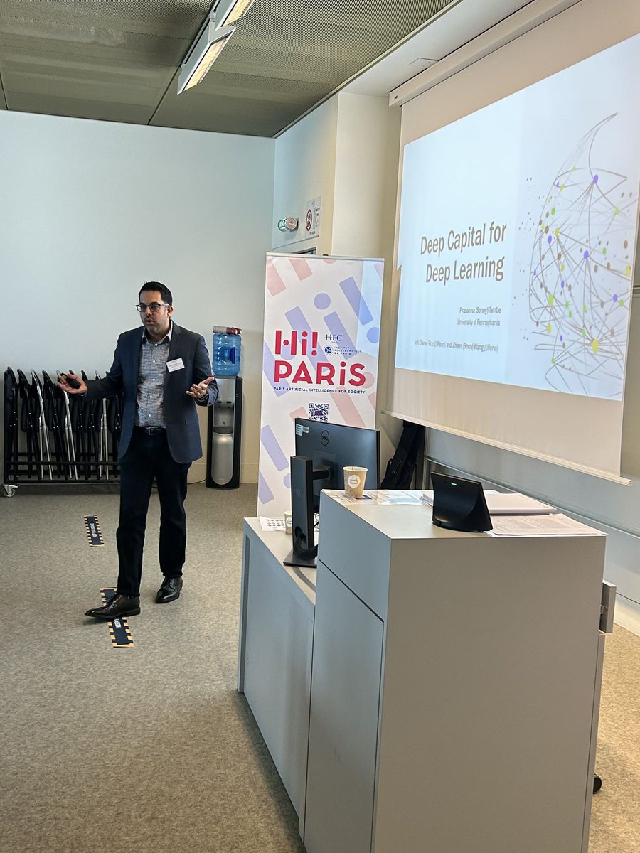 Professor Prasanna Tamb from the Wharton School is talking about "deep capital for deep learning" at our workshop on AI and digital economy. #ai #hecparis #Digital