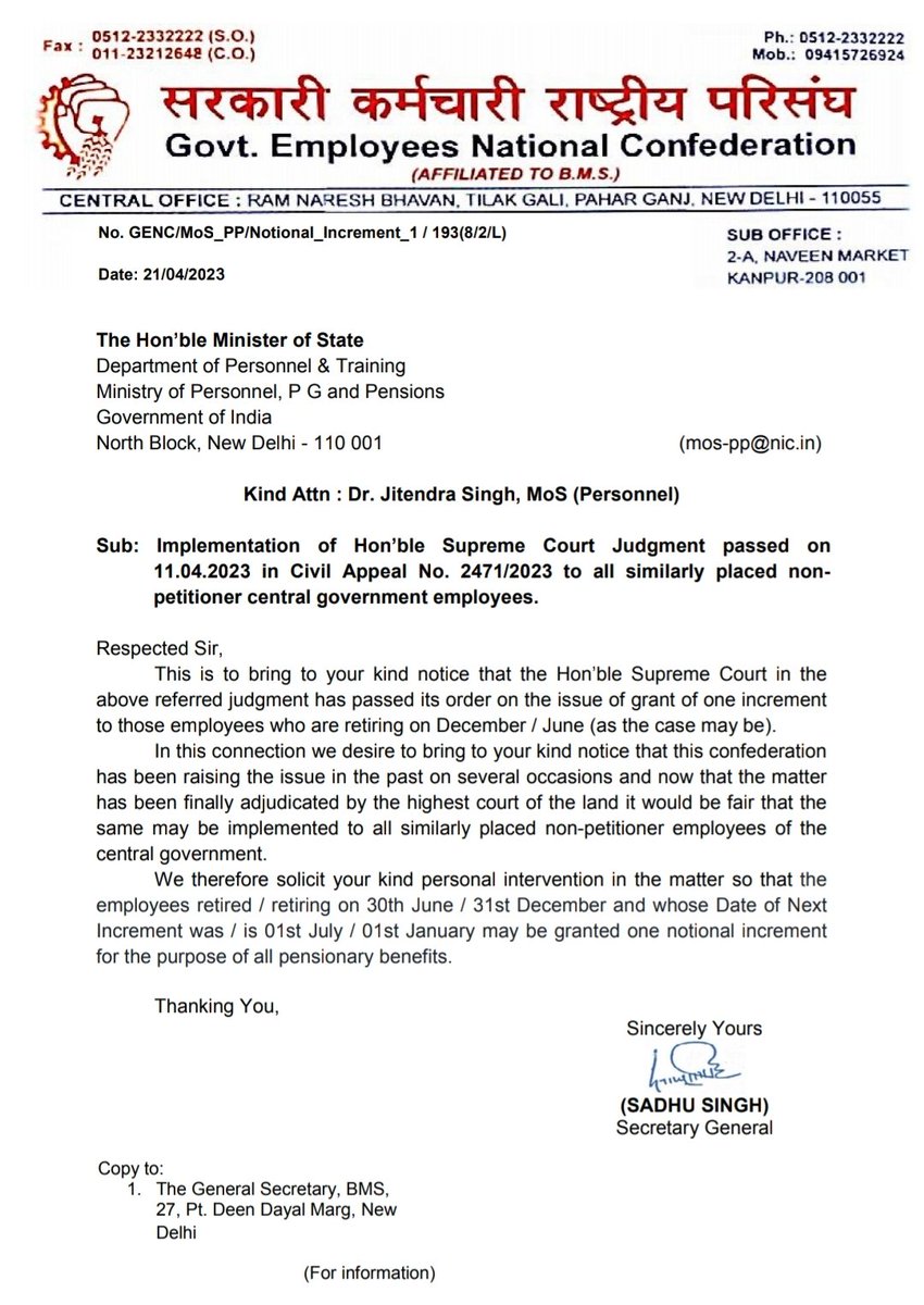 SadhuSi91561950's tweet photo. Implementation of the supreme court judgment to similarly placed non petitioner employee @DrJitendraSingh @PTI_News @PIB_India @DoPTGoI @BMSkendra https://t.co/dEhrmzpmBF