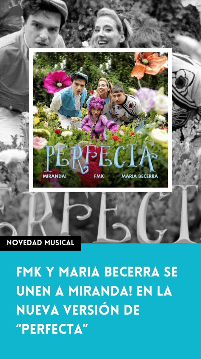 dterminate_'s tweet photo. FMK (@FMK026) y Maria Becerra (@MariaBecerra22) se unen a Miranda! (@mirandaenvivo) para una nueva versión de "Perfecta", ya disponible en todas las plataformas. https://t.co/TsBOeuSLey