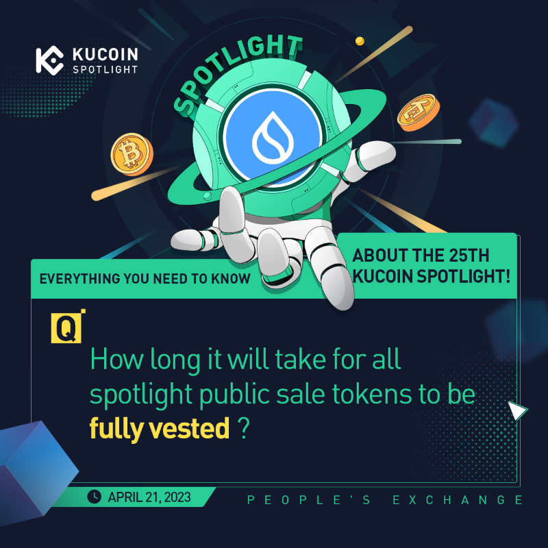 kucoincom's tweet photo. 💥 Everything You Need to Know about the 25th KuCoin Spotlight!

Today's Quiz: How long it will take for all Spotlight public sale tokens to be fully vested?

Comment your answers below👇

Answer of yesterday's quiz: 22, 500 tickets

👉 Join to win Spotlight Community Bonus!