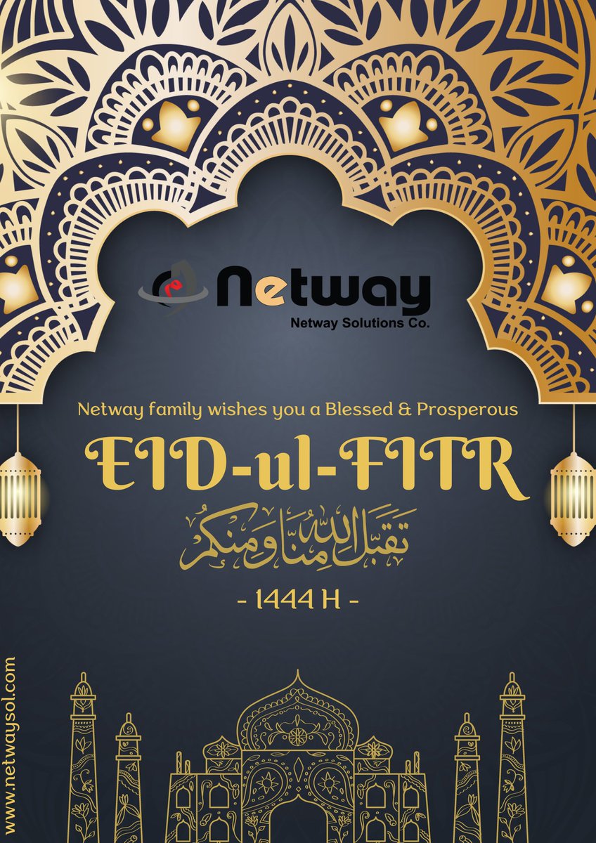SolutionsNetway's tweet photo. #Netway Solutions wishes you &amp; your family a happy #Eid Al Fitr may Allah bring you joy &amp; happiness.
#EidAlFitr2023 #EidUlFitr #EidAlFitr2023 #EidAlFitr2023 UAE #SaudiArabia eid  #netwaysolutions #EidMubarak2023 #riyad #jedda https://t.co/eBI3d7eWFV