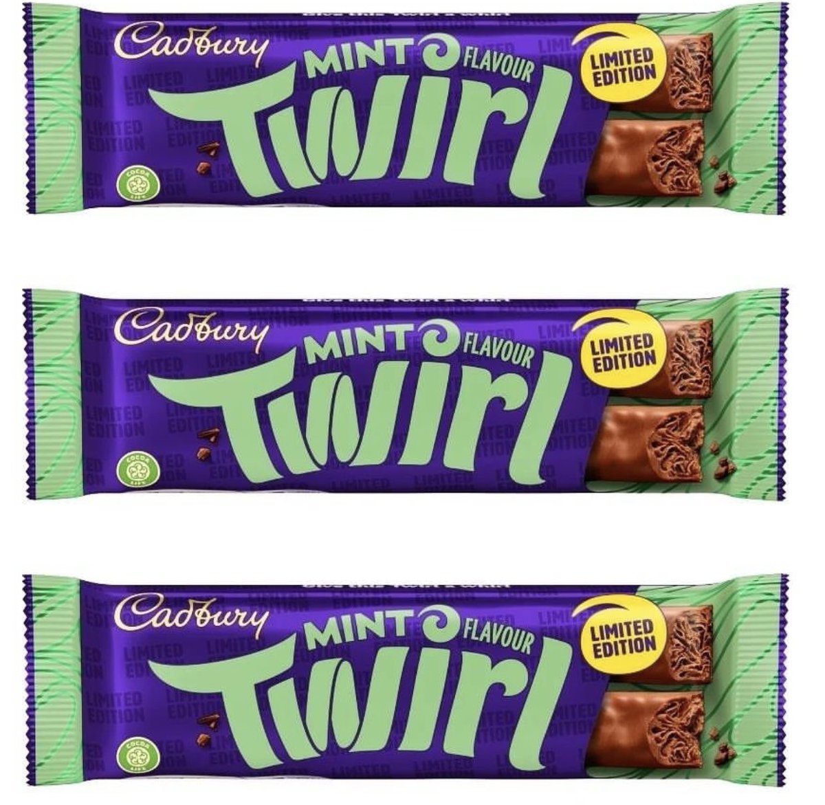 New Cadbury Mint Twirl - available 24th April. #chocolate #cadbury #cadburys #snacks #sweets #candy
