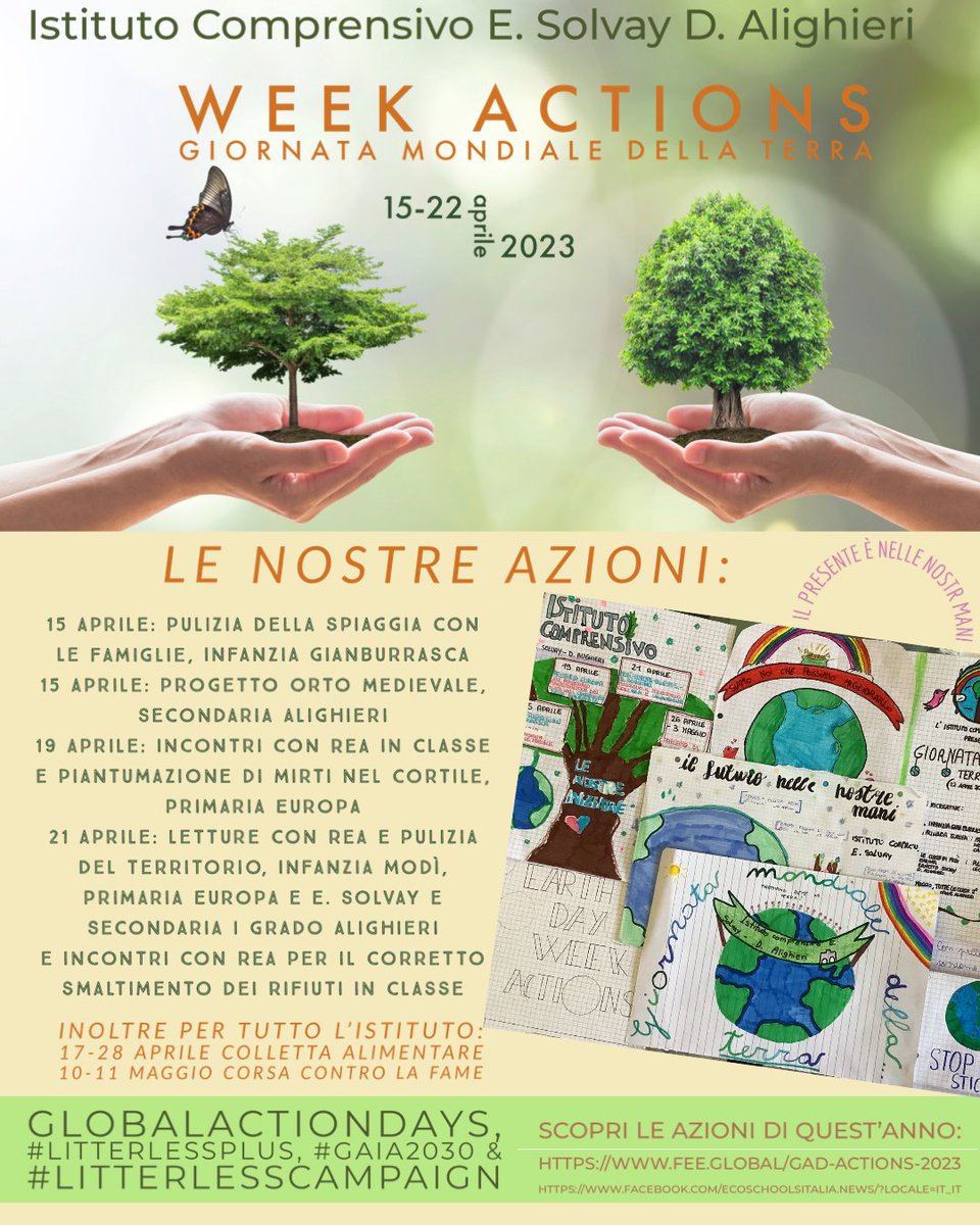 c_solvay's tweet photo. 15-22 aprile 2023 - Week Actions Giornale Mondiale della Terra #ecoschools #litterlessplus #gaia2030 #litterlesscampaign
#feeglobal #Comunerosignanomarittimo #rea_risorseambientali https://t.co/TblldA7VVw