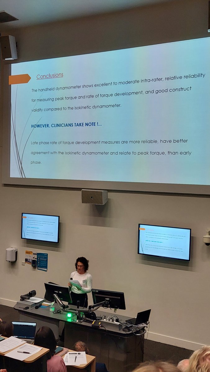 As part of the <a href="/PhysioResSoc/">Physiotherapy Research Society (PRS)</a> #PRS2023 PhD student Katherine <a href="/kmcnabbphysio/">Katherine McNabb</a> gave a presentation showing the results of her study looking at the reliability and validity of quantifiable methods clinicians can use to assess hip strength @HPaC_MMU