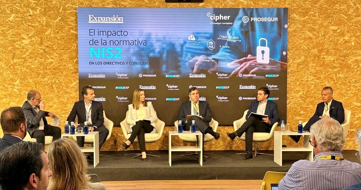 DeNexusInc1's tweet photo. @DeNexusInc1 CEO @jmsseara spoke on a panel at ‘The impact of the NIS2 regulation on managers and directors’ event on 19 April. Thank you to @expansioncom, @ProsegurES, and Cipher, a Prosegur company, for such a great event. #cybersecurity #cyberrisk #cyberinsurance #NIS2EXP https://t.co/AMxLuUEMMm