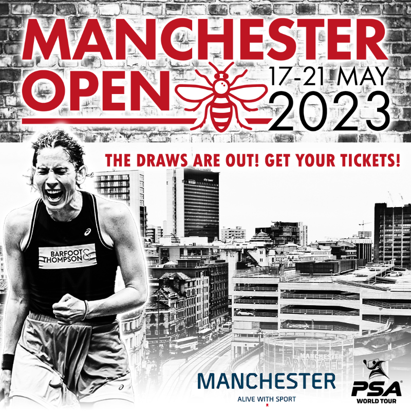 PSASquashTour's tweet photo. A great line-up in Manchester 🤩
Be there for the Manchester Open next month by bagging your tickets! 🎟️
#ManchesterOpen
