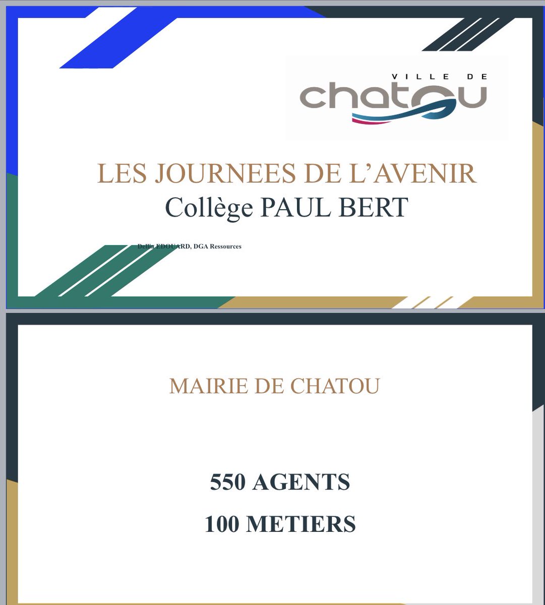 Présentation des différents métiers de la collectivité par la <a href="/VilledeChatou/">Ville de Chatou</a> aux journées de l’avenir <a href="/BertCollege/">Collège Paul Bert</a>