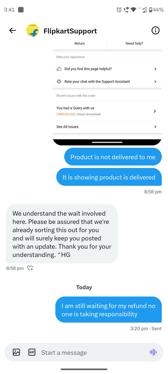 ArchitLohani44's tweet photo. @_Kalyan_K @flipkartsupport @Flipkart @consumerforum_ @consumerforum_
I tried to reach out over DM as well but none of the executive is giving me proper response, except to wait. I am already waited a month now to get the product https://t.co/w94wrl2EKv