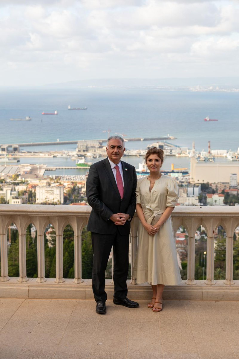 PahlaviReza's tweet photo. Yasmine and I visited the Bahá’í World Centre in Haifa, Israel. We were  touched by the serenity and the beauty of the Gardens, and by the Bahá’í message of unity and togetherness. https://t.co/k4JRopl2Rc
