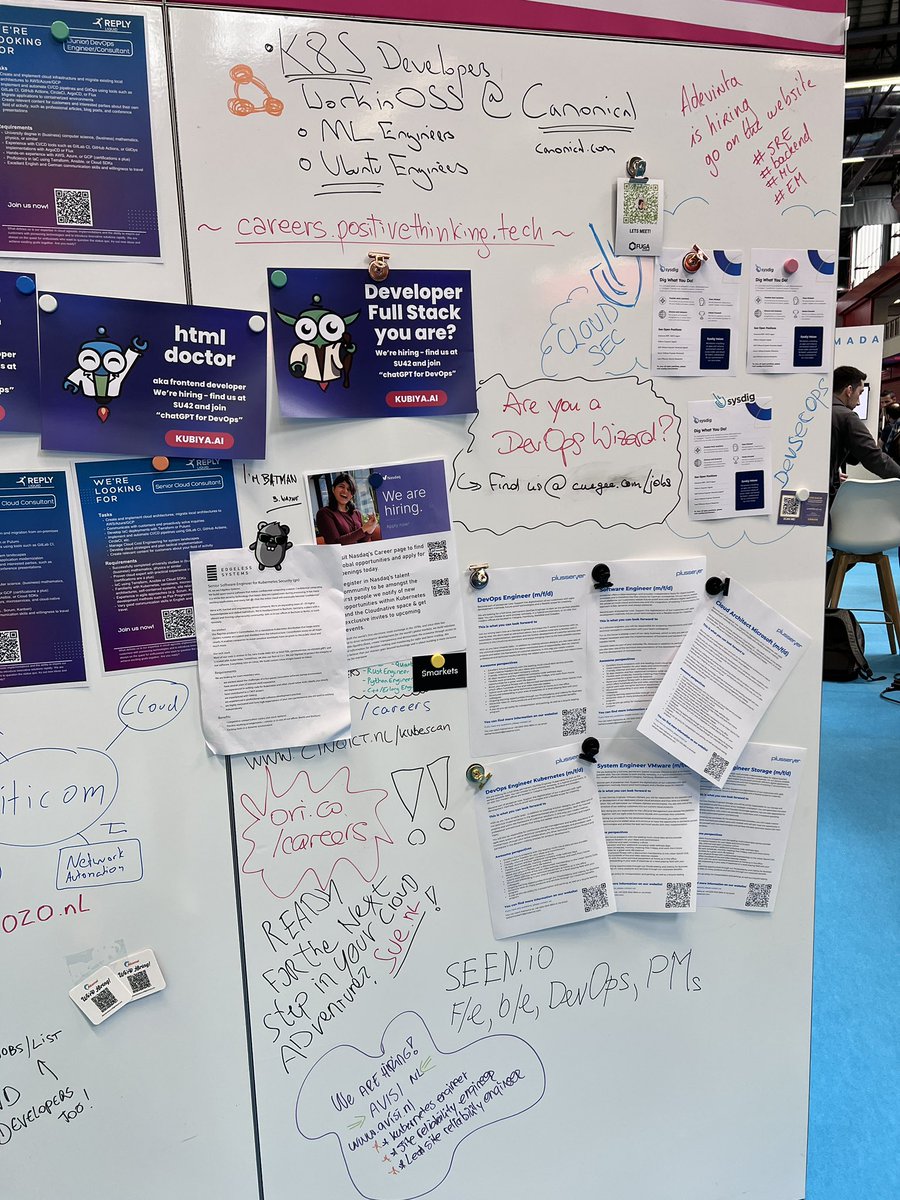 juliafmorgado's tweet photo. Looking for a job?

Check out the front side of the job board at #KubeConEU. You might have to zoom in 🔎

The back side is below 👇 https://t.co/1keRqrDmzb
