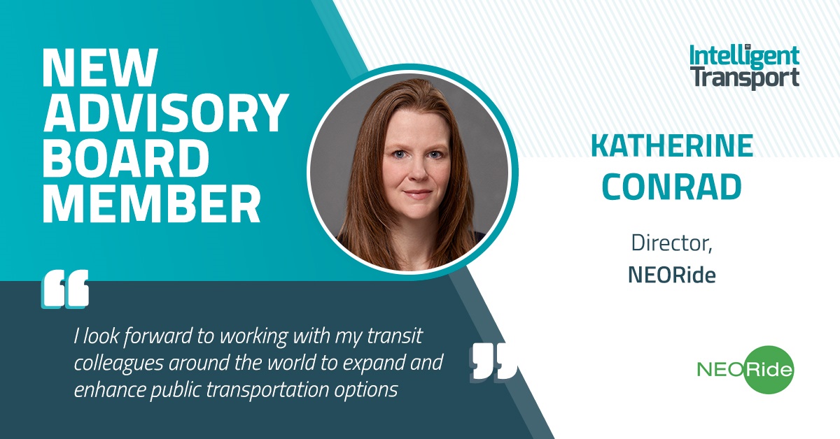 NEORideTransit's tweet image. Katherine Conrad, Director of NEORide has been asked to service as an Advisory Board Member for @IntelTransport. What an amazing collaboration!