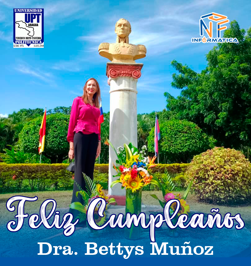 Uptainformatica's tweet photo. Desde la Coordinación del PNF Informática felicitamos en su día a nuestra querida profesora @BettysMunoz  Rectora de nuestra casa de estudio @UPTAragua  #somosuptaragua https://t.co/3TzjxJ2SZJ
