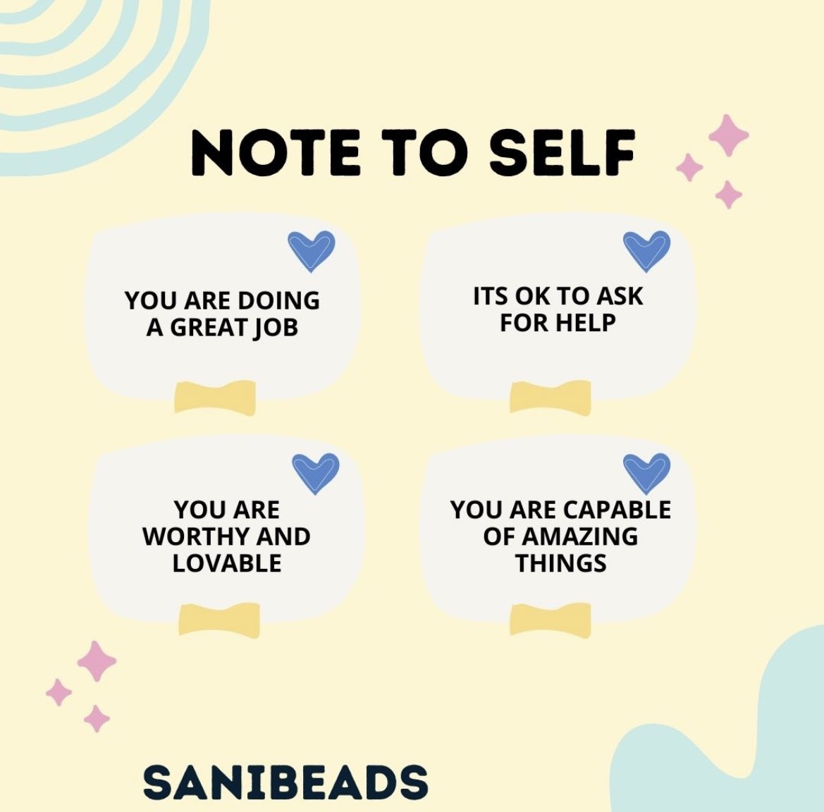 SaniBeads's tweet photo. Save this for important reminders we all need every day!💛 https://t.co/LYY73NE9hx