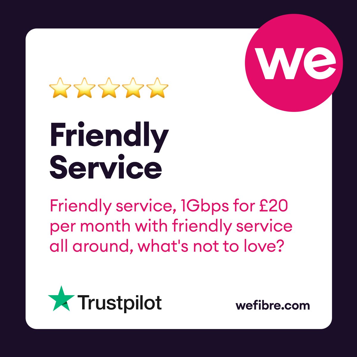 We've got that #fridayfeeling. We love getting feedback from customers😃Visit wefibre.com to get connected too. #feedbackfriday #wefibre #gigabit #fullfibre #fullfibrebroadband