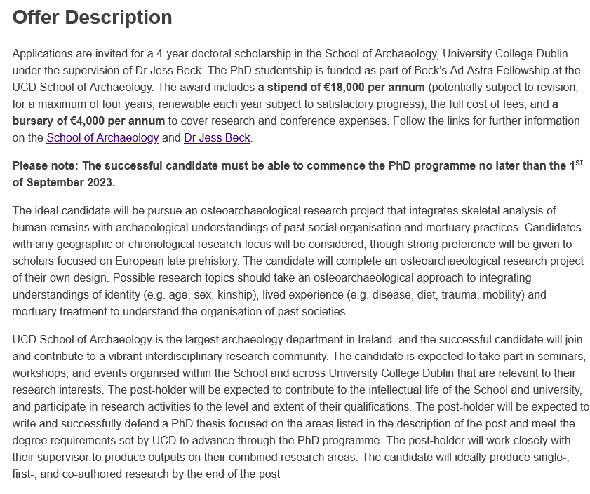 UCD Archaeology, Dublin (@ucdarchaeology) on Twitter photo Funded PhD Studentship in Osteoarchaeology with <a href="/ucdarchaeology/">UCD Archaeology, Dublin</a>  with Dr Jess Beck, UCD Ad Astra Fellow (<a href="/JBeckArch/">Jess Beck</a>).
euraxess.ec.europa.eu/jobs/98566
Deadline 2 Jun 2023. For further information see Euraxess or email jess.beck@ucd.ie
<a href="/ucdsocscilaw/">UCD Social Sciences</a> <a href="/ucddublin/">University College Dublin</a> <a href="/IAIarchaeo/">Institute of Archaeologists of Ireland (IAI)</a> 
#archaeology Funded PhD Studentship in Osteoarchaeology with <a href="/ucdarchaeology/">UCD Archaeology, Dublin</a>  with Dr Jess Beck, UCD Ad Astra Fellow (<a href="/JBeckArch/">Jess Beck</a>).
euraxess.ec.europa.eu/jobs/98566
Deadline 2 Jun 2023. For further information see Euraxess or email jess.beck@ucd.ie
<a href="/ucdsocscilaw/">UCD Social Sciences</a> <a href="/ucddublin/">University College Dublin</a> <a href="/IAIarchaeo/">Institute of Archaeologists of Ireland (IAI)</a> 
#archaeology