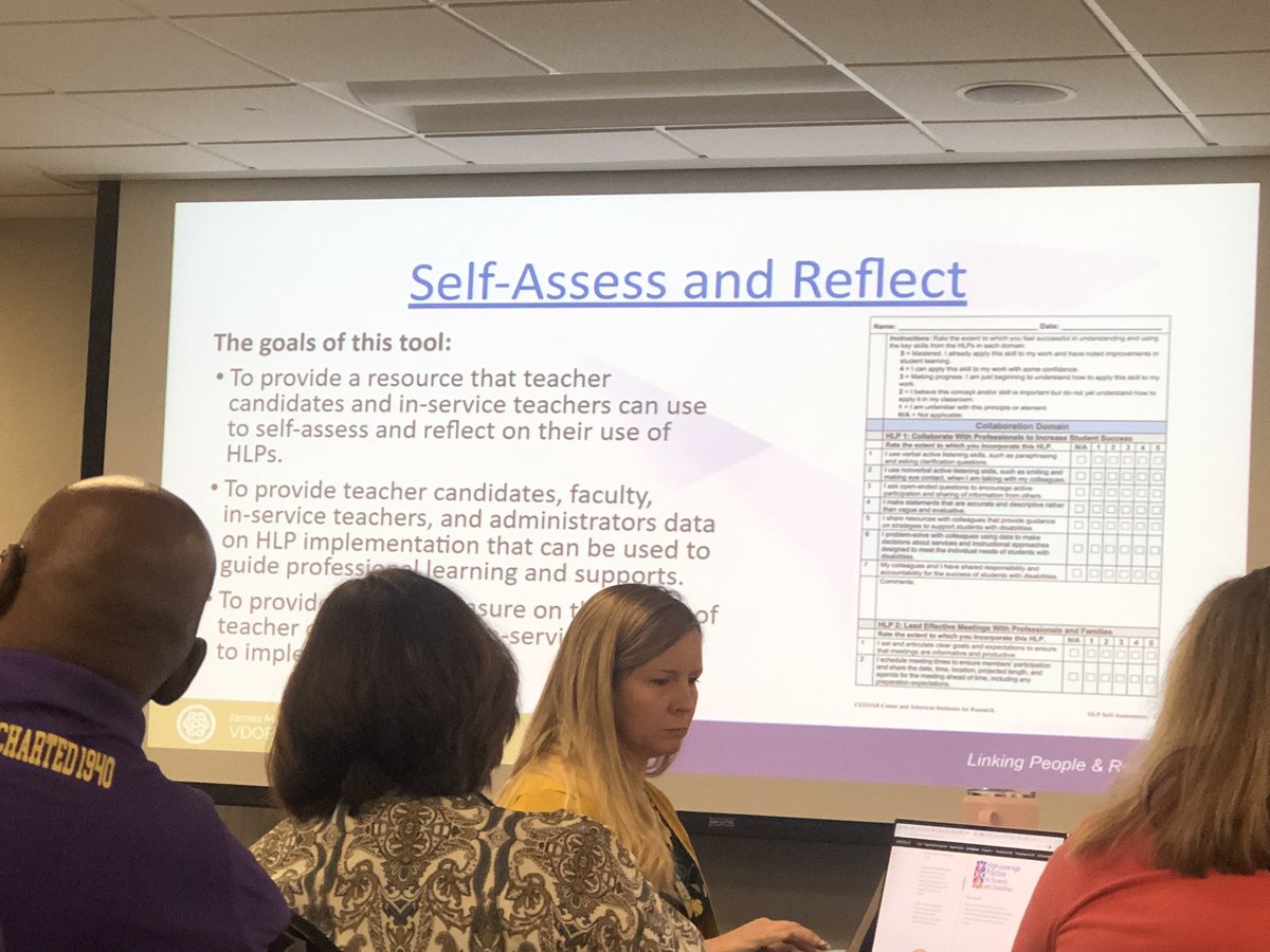Currently at JMU for VAPSP. Using HLPs to impact teacher instruction and student achievement.