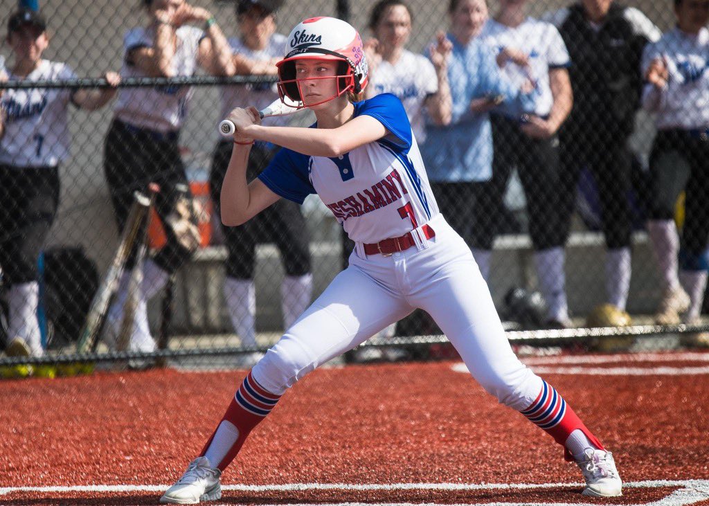 RachelAllen2023's tweet photo. The look is giving ‘definitely wasn’t a strike Blue’ 😒 #softball #howdareyew #womanathlete #neshaminysoftball https://t.co/sh9sNPAu8T