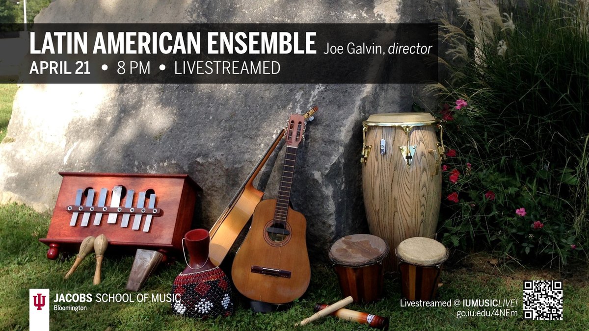 IUMusicLive's tweet photo. This evening is the Latin American Ensemble. Beginning @ 8 PM ET, Joe Galvin will be directing both the Afro-Cuban Folkloric Ensemble and the Orquesta Escuela Vieja. We'll be streaming the show LIVE out of Auer Hall.
~
https://t.co/AjEYd1ovDi https://t.co/fp6eX9pxnC