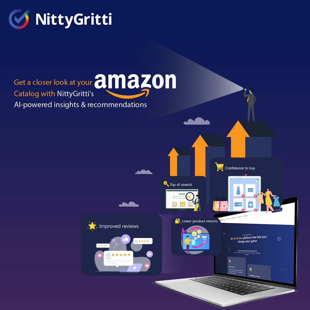 Nitty_Gritti's tweet image. NittyGritti's AI-powered platform provides you with granular insights and actionable recommendations to optimize your listings and improve your discoverability!
#AmazonOptimization  #DataDrivenDecisions #aiinsights  #ecommercebusiness  #catalog