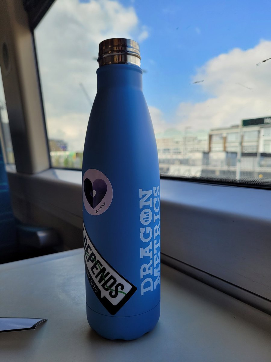 Best swag of the day - a hot cuppa in my new <a href="/DragonMetrics/">Dragon Metrics</a> flask (which I've already covered in sponsor stickers), perfect for my journey home. Thanks <a href="/brightonseo/">brightonSEO</a> for another great event!! So good to see so many great people and have some fantastic conversations! 😁