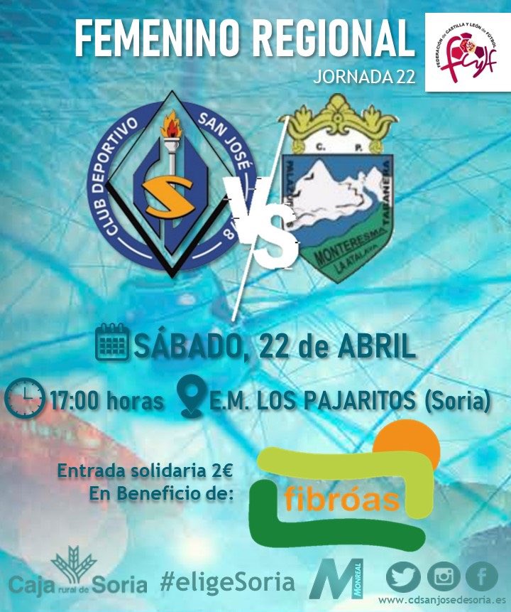 cdsanjosesoria's tweet photo. FEMENINO | 🗣 LA PREVIA
📌 JORNADA 22
⚽️ @CDMonteresma
📅 Sábado 22 de Abril
⏰ 17:00 horas
🏟 E.M. Los Pajaritos
📍#Soria
📲 #Twitter y #Facebook
🎟️ Entrada solidaria 2€
#VamosSanJosé | #SanJoséInter |
#LaPasiónQueNosUne | #SJMatch https://t.co/kfRFv4JdW2