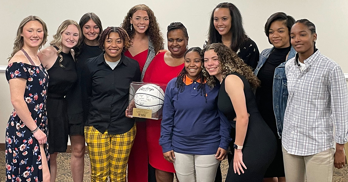 NationofCoaches's tweet photo. We recently presented our 2022-2023 Herman Robinson Character Coach Award to Dr. Valerie Burrell during the Bluefield University Athletics’ “Rammies" awards ceremony. We are thankful for #MommaVal's faithful service to the men's & women's basketball teams at Bluefield University. https://t.co/pCgyaqxI6O