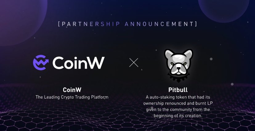 📢 Pitbull officially partnered with <a href="/CoinWOfficial/">CoinW</a>!

To celebrate the event, we are organizing a giveaway where 5 lucky participants will win a 20 USDT bonus or 10 USDT each 🎉

How to join?

➡️Follow <a href="/BscPitbull/">Pitbull Token</a>, <a href="/CoinWOfficial/">CoinW</a> and <a href="/CoinWZH/">CoinW币赢</a> 

➡️RT + tag 3 friends