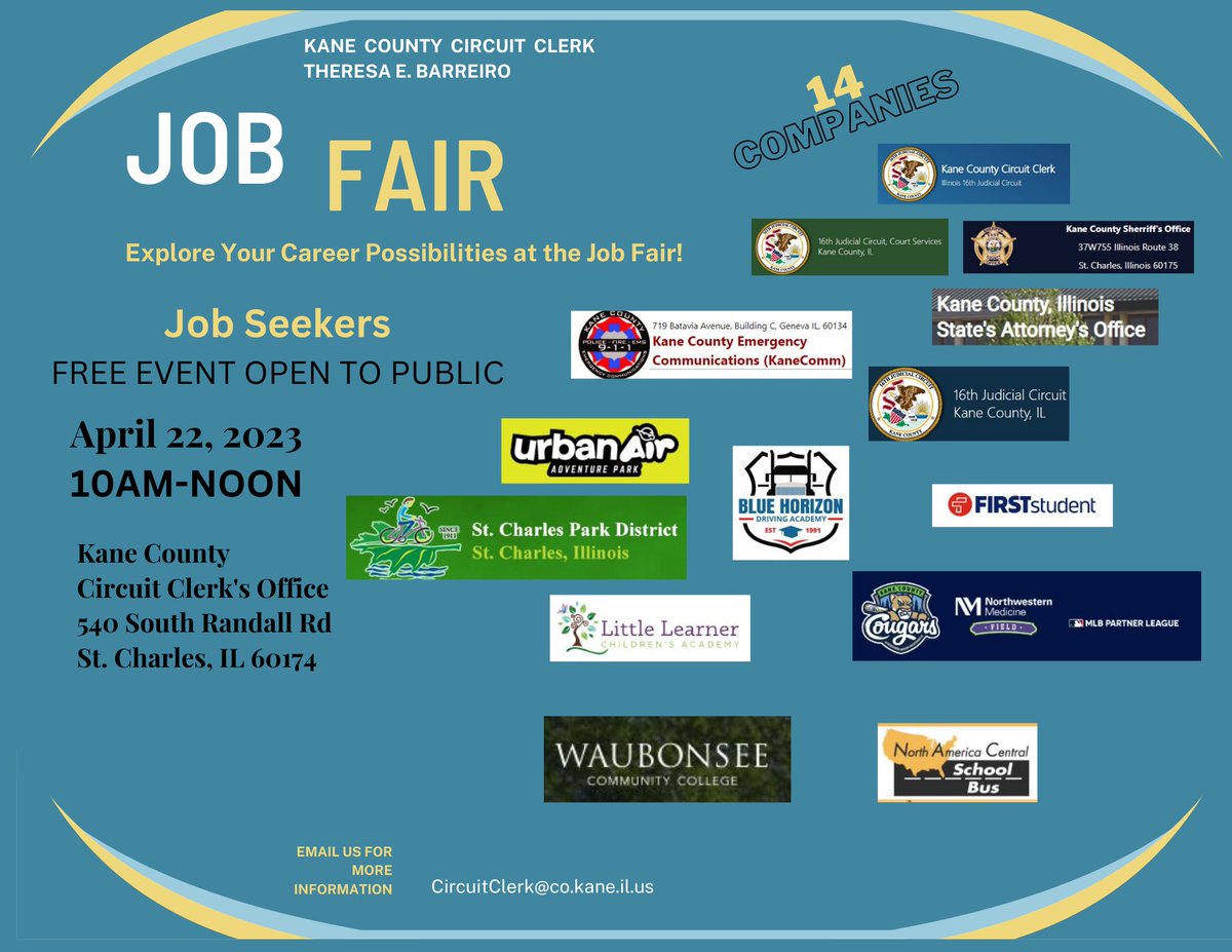 Please join us tomorrow for a Job Fair!  Share!! #kanecounty #jobfair #kaneil #kanecountyconnects #helpwanted