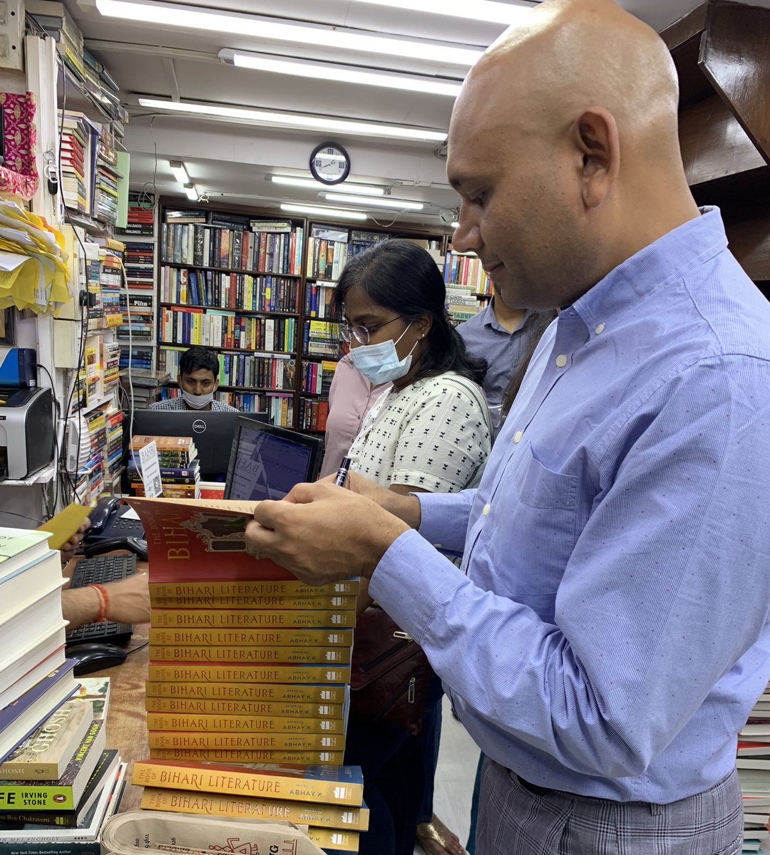 theabhayk's tweet photo. It has been about six months since The Book of #Bihari Literature was published. It’s still going strong. Signed copies of this landmark anthology on rich literature of #Bihar at @Bahrisons_books #KhanMarket today evening.  @biharfoundation https://t.co/bg12nP8TJP