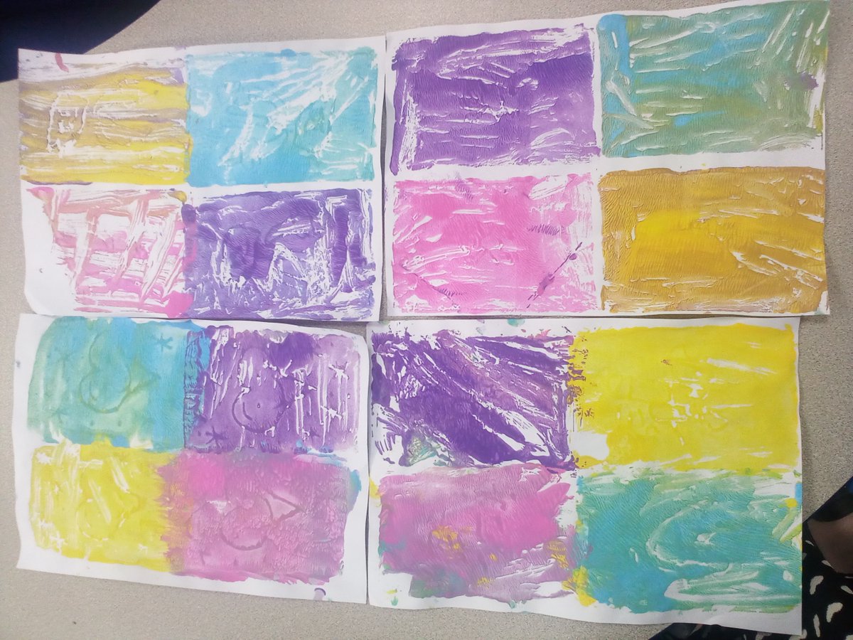 EPA_Year1's tweet photo. We have created some fabulous art work inspired by Andy Warhol by printing our own designs with polystyrene tiles. 😊 https://t.co/FuQoBbX356