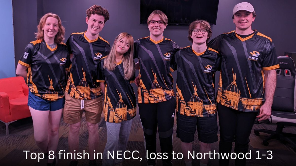 MizzouEsports's tweet photo. Overwatch finishes top 8 in the highest division of NECC last night, taking one map off of Northwood!

#mizgg https://t.co/23upcgn0kw