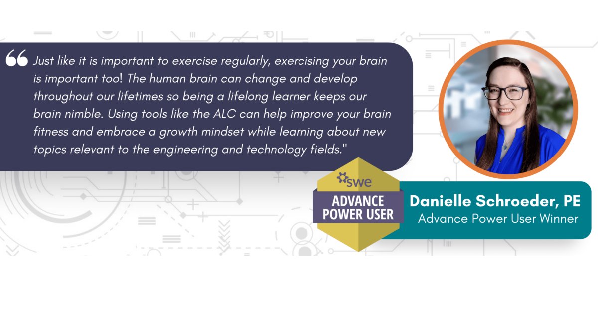 SWEtalk's tweet photo. Congratulations to our first Advance Power User: Danielle Schroeder, PE! Danielle, your commitment to #learning is inspiring. Click here to learn how Danielle used the #AdvanceLearningCenter to help achieve her goals: https://t.co/OsbTZVHQ2d #SWELearning #SWEALC https://t.co/SasOFCyTuZ