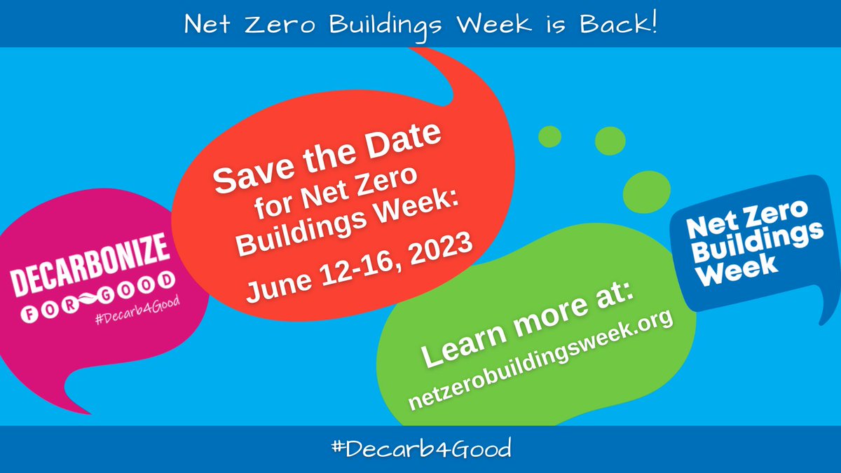 neepenergy's tweet photo. It's almost that time of the year again for Net Zero Building Week June 12-16! This is an opportunity for #energy peersto share work related to building net zero and #decarbonization.

Save the date and spread the word to #Decarb4Good. @NewBldgsInst  https://t.co/wC6xQaetJZ https://t.co/Abi9udr3rM