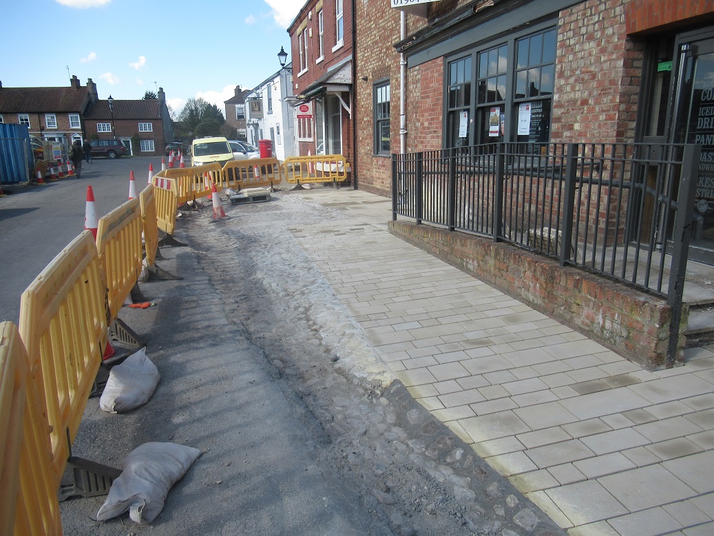 Work progressing nicely on the town centre footway improvements in the picturesque market town that is Easingwold.