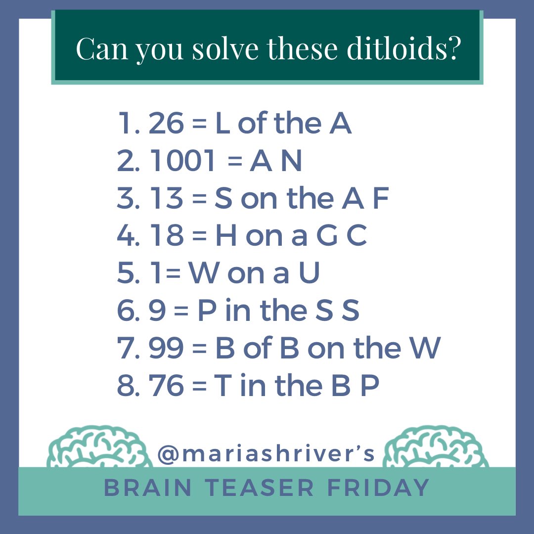 Maria Shriver on Twitter "It’s time to answer this week’s brain teaser