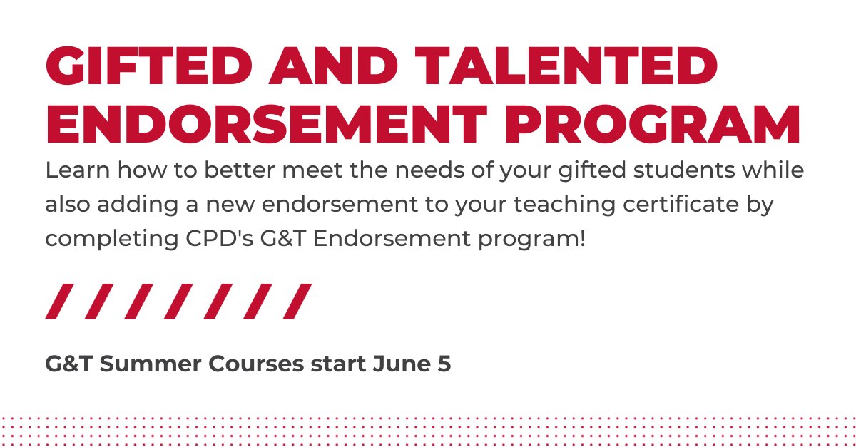 nnucpd's tweet photo. Learn how to differentiate your instruction and best serve the gifted learners in your classroom with our suite of Gifted and Talented Endorsement courses.
https://t.co/CCI4o3YAmT

#HereForGood #NNUCPD #CPDonline #GiftedandTalented #Education https://t.co/STZKHH8USY