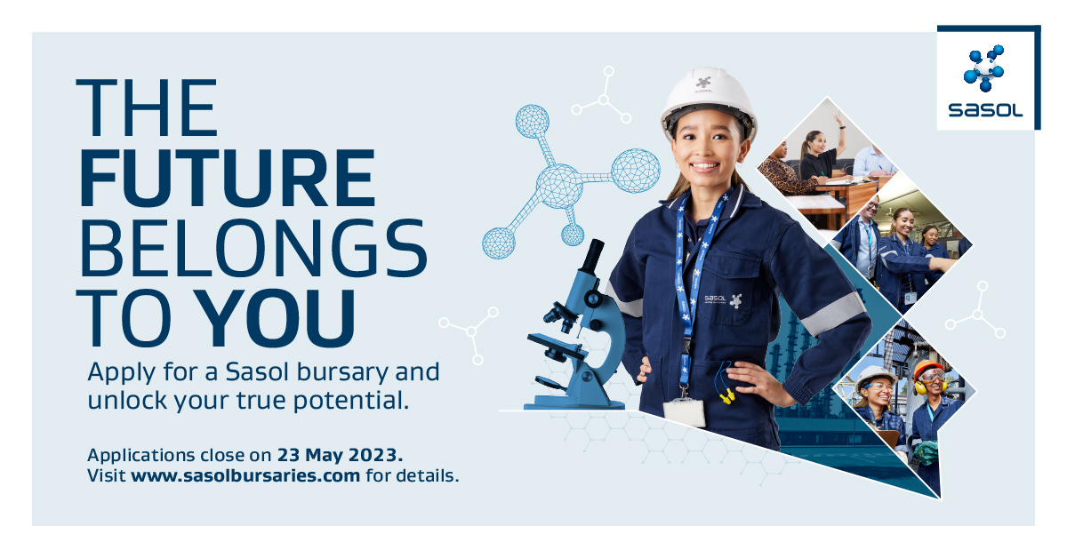 Applications are open for our prestigious 2024 mainstream bursary programme. Click here to learn more sasolbursaries.com/welcome/ 
Please share with your network
#SasolBursaries