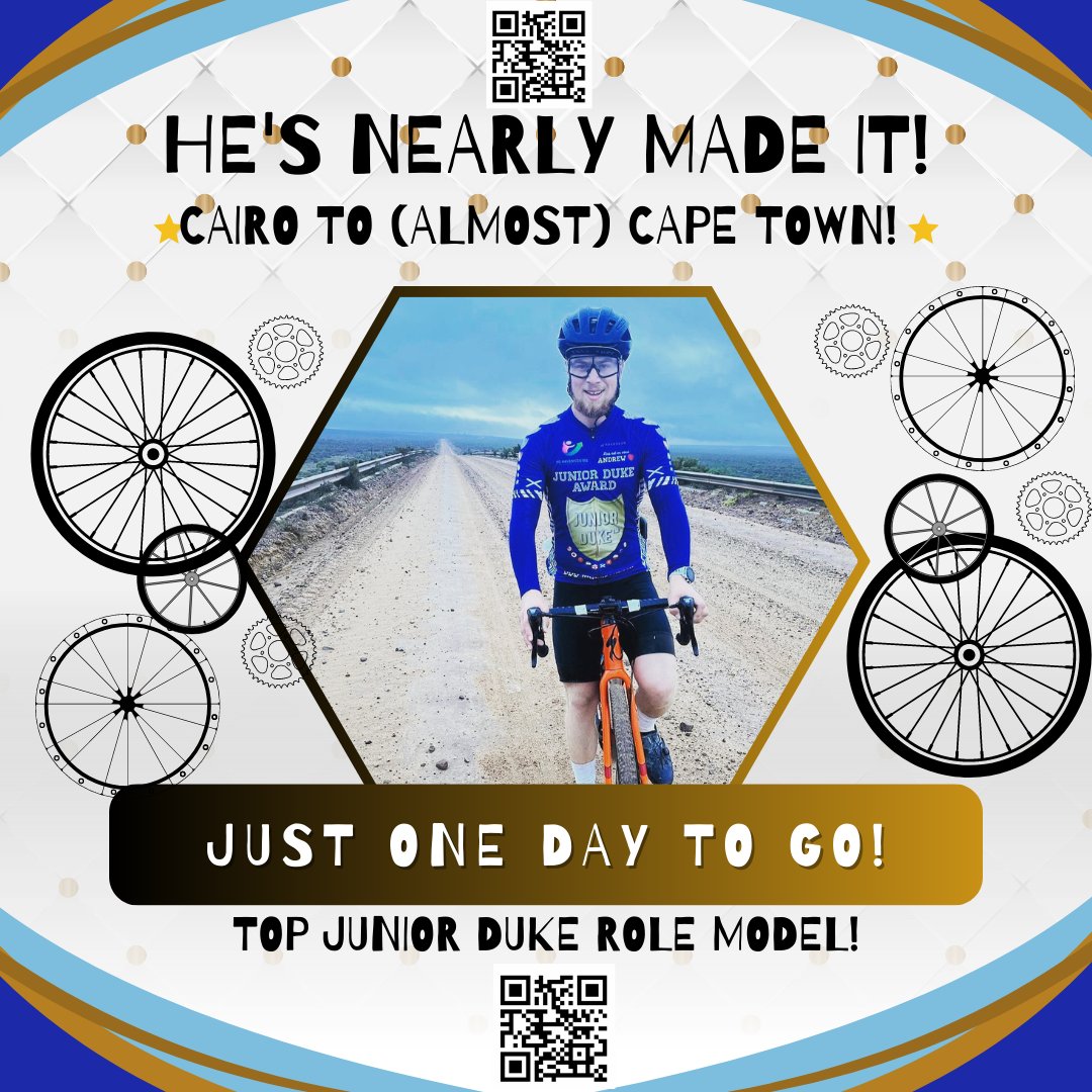 The Junior Duke Award (@juniordukeaward) on Twitter photo After 99 days and nearly 8600kms, #juniordukejohn just has one more day to go!
It's been hard-going for him cycling with stomach problems in 43 degree temps but he has powered through to raise money for <a href="/enfhaven/">Elsie Normington Foundation</a>, a respite centre for children: gofund.me/0e1932ef After 99 days and nearly 8600kms, #juniordukejohn just has one more day to go!
It's been hard-going for him cycling with stomach problems in 43 degree temps but he has powered through to raise money for <a href="/enfhaven/">Elsie Normington Foundation</a>, a respite centre for children: gofund.me/0e1932ef