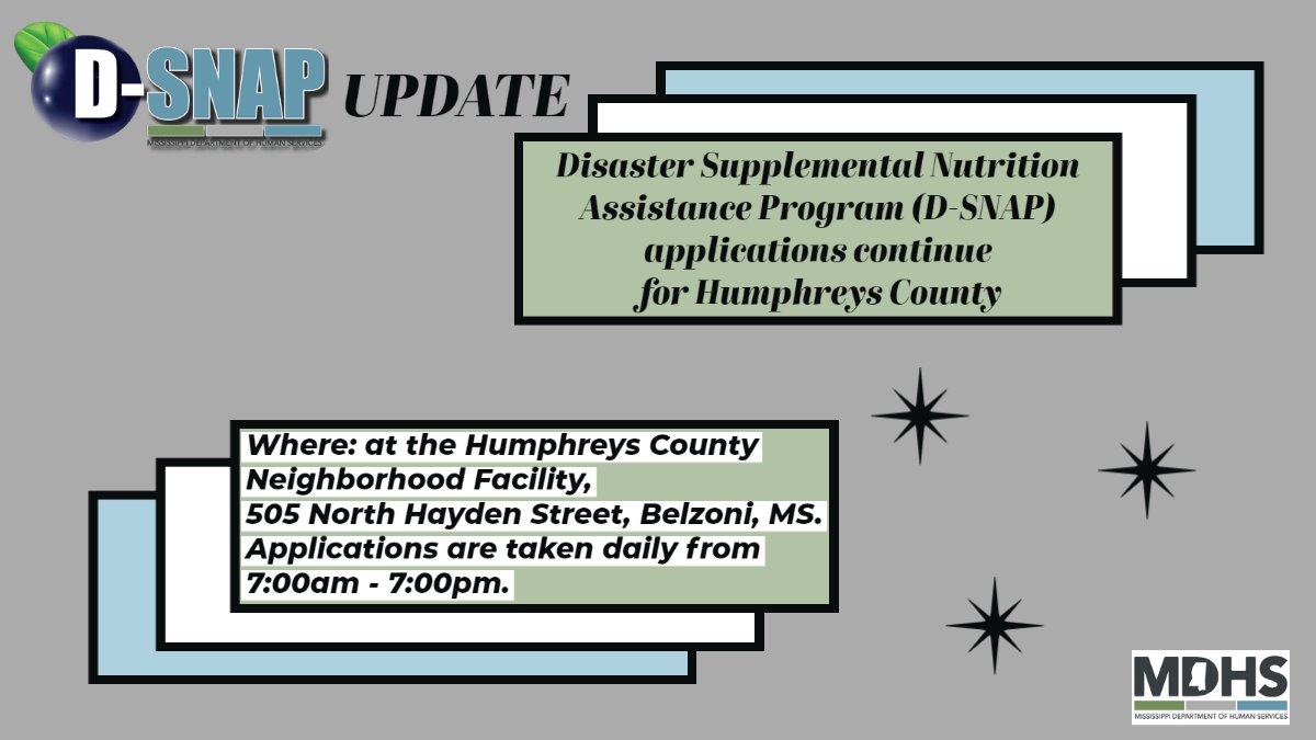 MDHS on Twitter "DSNAP applications continue for Humphreys County